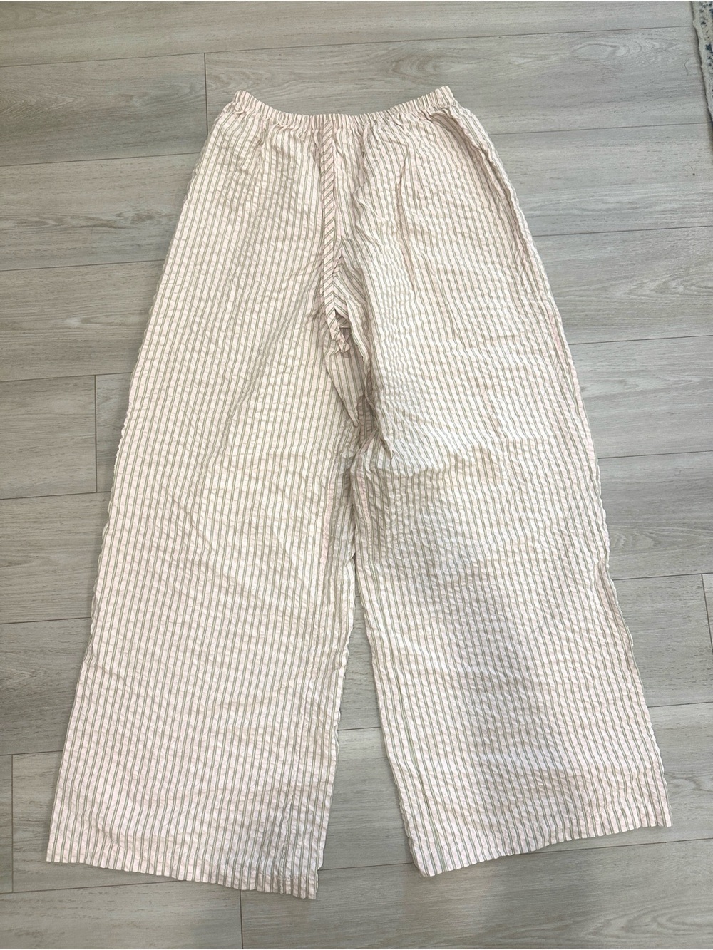 Pink & Green Striped Lightweight Wide-Leg Lounge Pants
